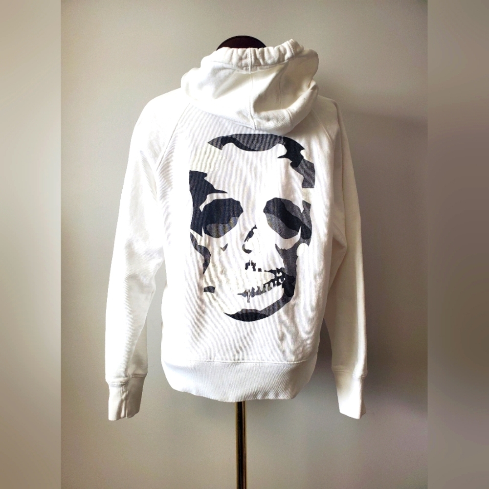 Zadig & Voltaire White Hoodie with Black Skull Graphic